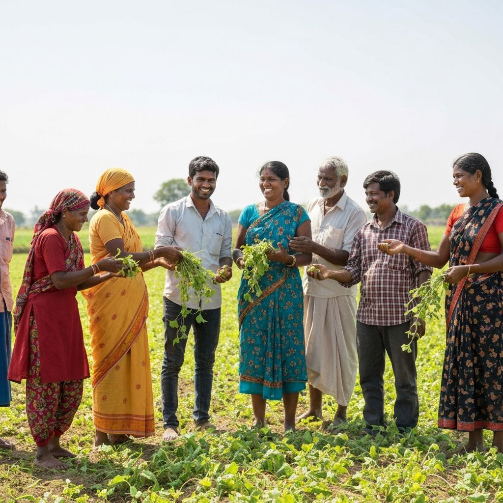 Group of farmers celebrating success together