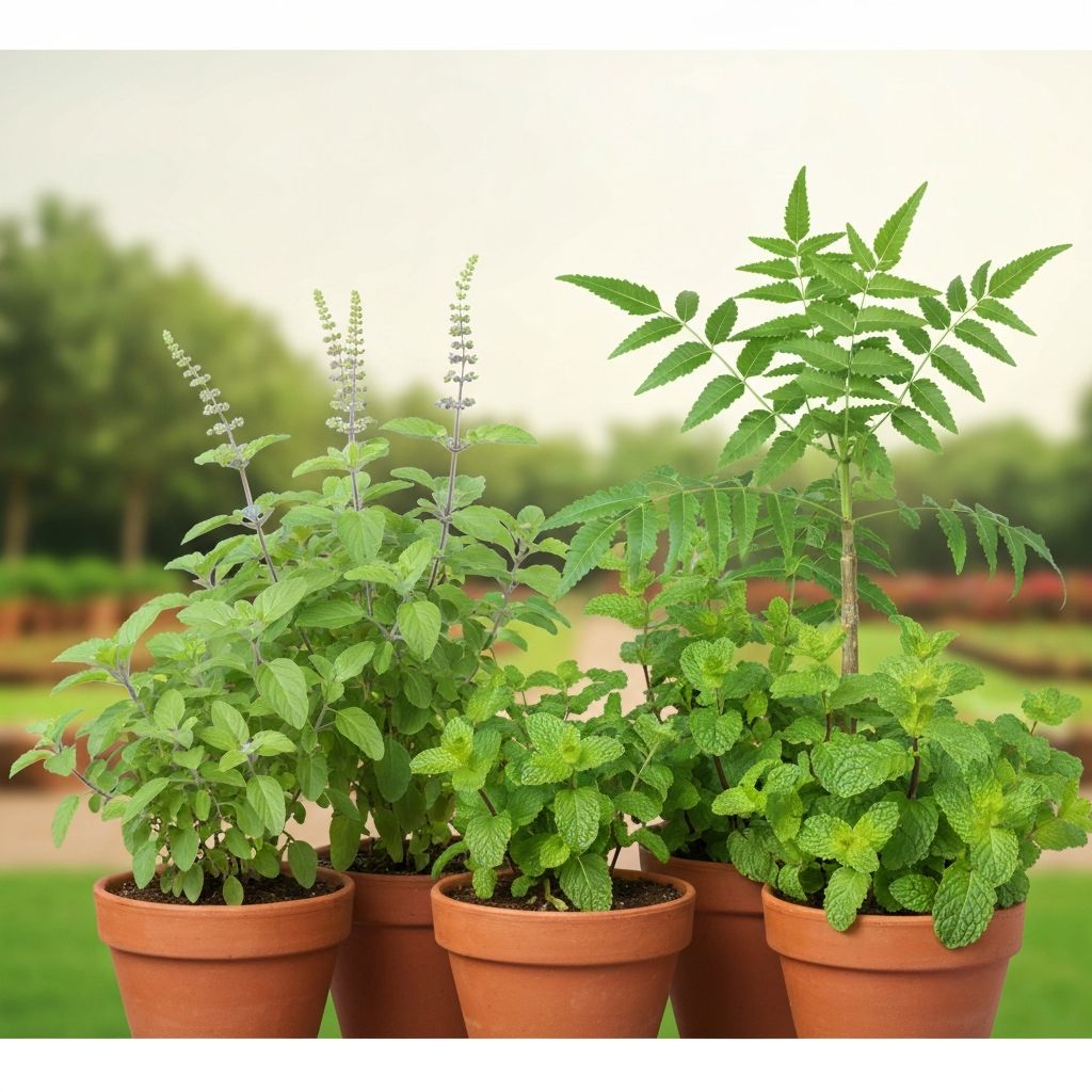 Collection of premium medicinal and plants in pots
